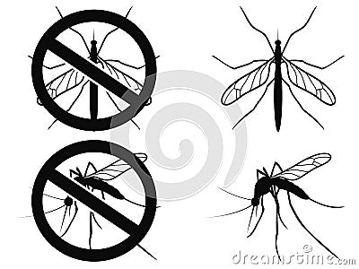 Mosquitoes warning symbol Vector Illustration