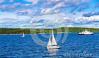 Moss - Horten Ferry crossing Oslofjord - Norway Stock Photo