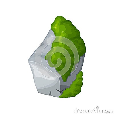 Moss on stones. Rocks and green lichen. Vector crag for computer games. Vector Illustration