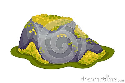 Mossy Stone or Boulder as Forest Element Vector Illustration Vector Illustration