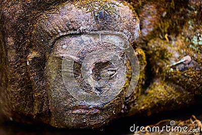 Mossy stone face Stock Photo