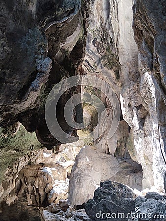 The most amazing cave entrance in Flores Stock Photo