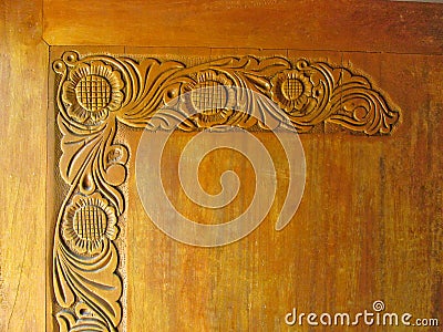 The most ancient carved wooden door Stock Photo