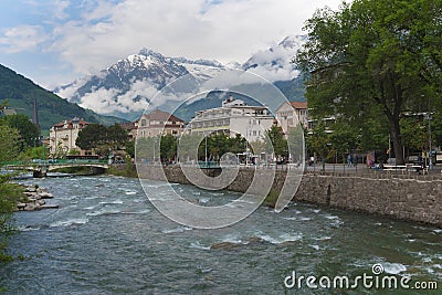 The most beautiful promenade in Merano is, however, the Tappeiner Trail Editorial Stock Photo