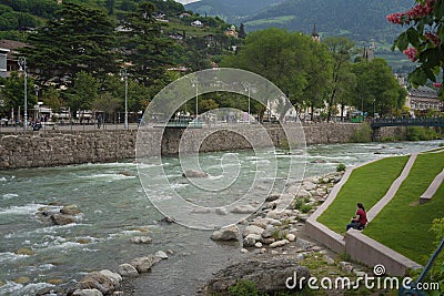 The most beautiful promenade in Merano is, however, the Tappeiner Trail Editorial Stock Photo