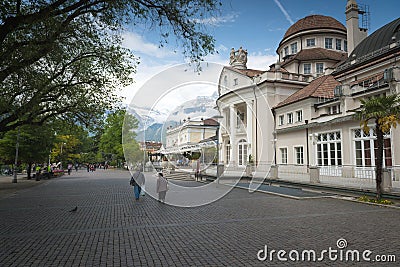 The most beautiful promenade in Merano is, however, the Tappeiner Trail Editorial Stock Photo