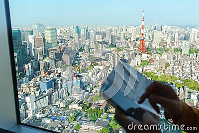 The most beautiful Viewpoint Tokyo tower in tokyo city ,japan Editorial Stock Photo