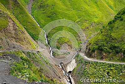 The most dangerous mountain road Georgia Tusheti, Stock Photo