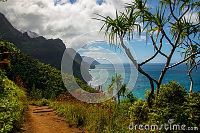 Napali coast hike Stock Photo