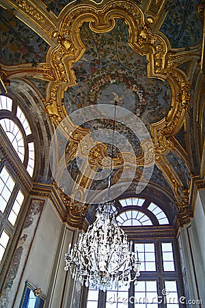Italy Turin royal palace palazzo Madama beautiful roof of famous staircase Editorial Stock Photo