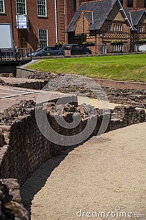 The most important Roman feature is the amphitheatre just outside the walls which is undergoing archaeological investigation Editorial Stock Photo