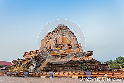 Chedi Luang temple of the Great Stupa Stock Photo