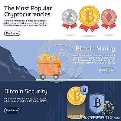 The most popular cryptocurrency banner vector Vector Illustration