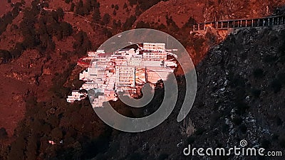 Most visited devotional place in India is Mata Vaishno Devi, situated in Jammu Katra, among the great mountain from all side Stock Photo