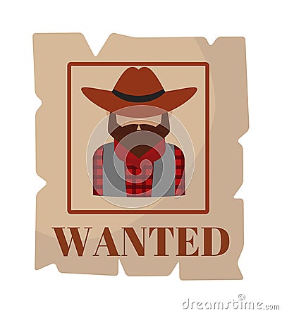 Most wanted man in hat poster concept grunge vector illustration. Vector Illustration