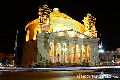 Mosta Dome at night Stock Photo