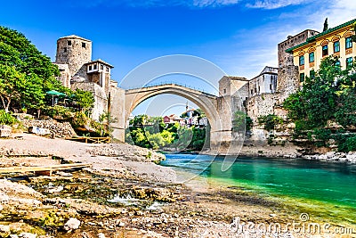 Mostar, Bosnia and Herzegovina - Stari Most, Old Bridge Stock Photo