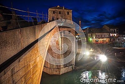 Stari Most - Iconic bridge in Bosnia Editorial Stock Photo