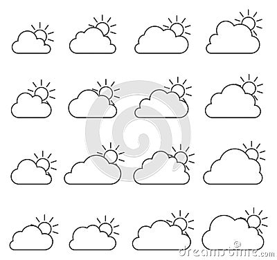 Mostly cloudy icon on white background Vector Illustration