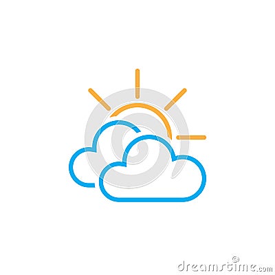 Mostly cloudy weather icon isolated on white background. Vector illustration. Vector Illustration