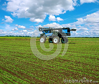 Mostys`kyi district, Lviv region, Ukraine - September 05, 2019: Agricultural machinery presentation - New Holland self-propelled Editorial Stock Photo