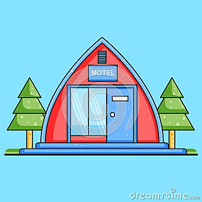 Motel building concept of a nature-themed campsite Vector Illustration