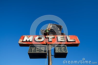 Motel sign against blue sky Stock Photo