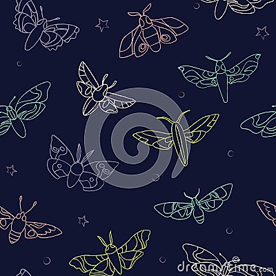 Moth Collection Vector Linear pattern Vector Illustration