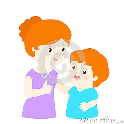 Mother admire son character cartoon Vector Illustration