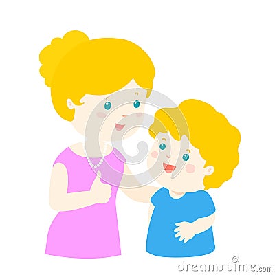 Mother admire son character cartoon Vector Illustration