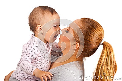 Mother and amazed baby girl Stock Photo