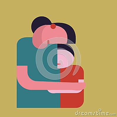 Illustration a loving mother and child Vector Illustration