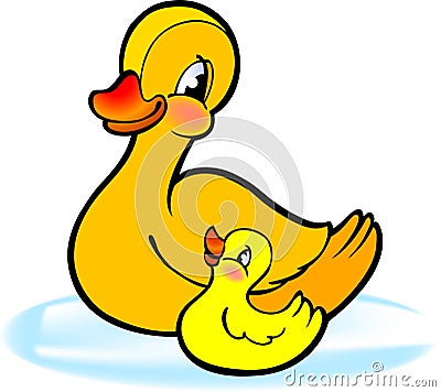 Mother with baby duckling Vector Illustration