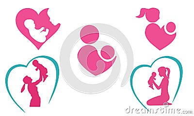 Mother and baby icons Vector Illustration