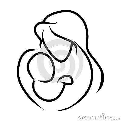 Mother and baby.Vector icon of baby and mother. Vector Illustration