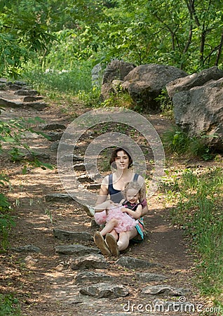 Mother and baby in the park Stock Photo