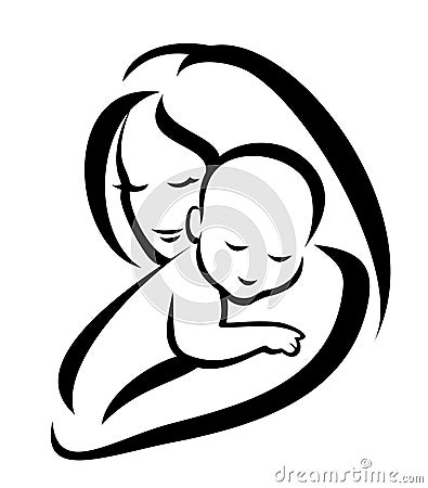 Mother and baby silhouette Vector Illustration