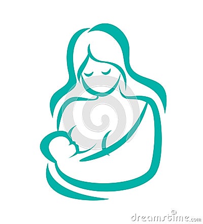 Mother and baby in sling Vector Illustration