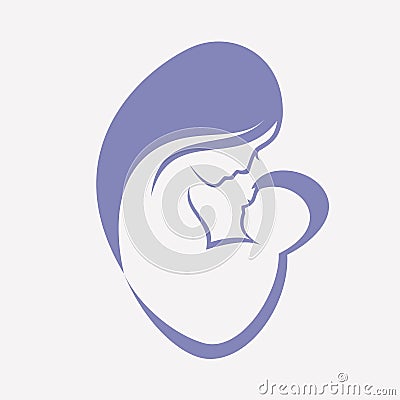 Mother and baby stylized symbol Vector Illustration