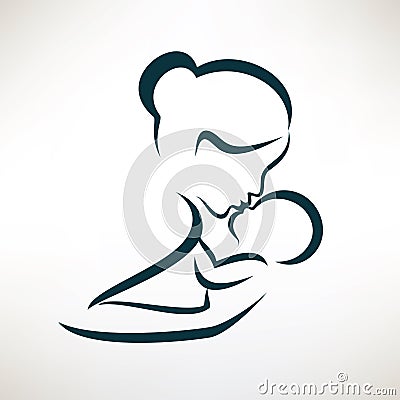 Mother and baby stylized vector symbol Vector Illustration