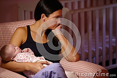 Mother With Baby Suffering From Post Natal Depression Stock Photo