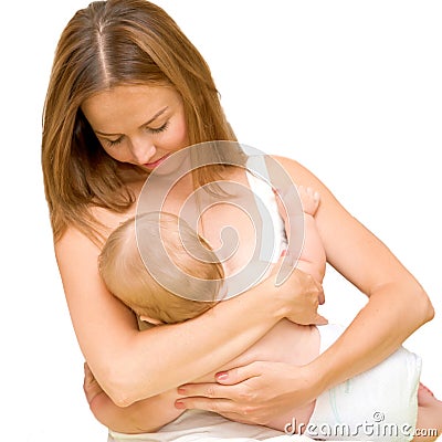 Mother breast feeding infant Stock Photo