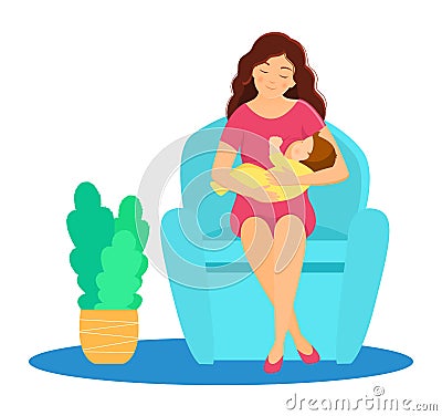 Mother breastfeeding baby. Flat style. Vector illustration Vector Illustration