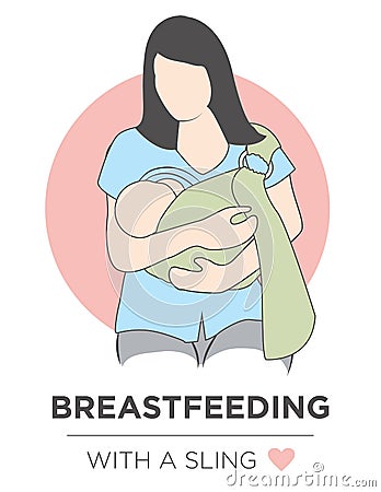 Mother Breastfeeding Her Baby Vector Illustration