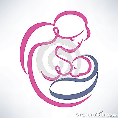 Mother breastfeeding her baby Vector Illustration