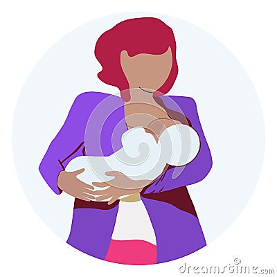 Mother breastfeeding newborn. Lactation concept Cartoon Illustration
