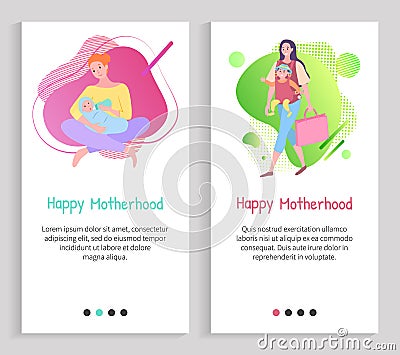 Mother Caring, Family Leisure, Motherhood Vector Vector Illustration