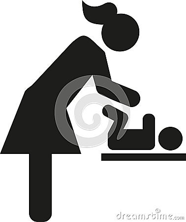 Mother changing nappy baby icon Vector Illustration