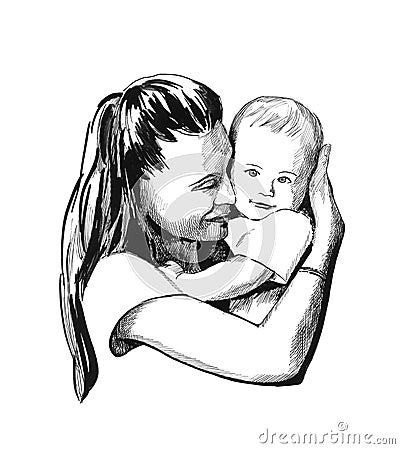 Mother and child Cartoon Illustration