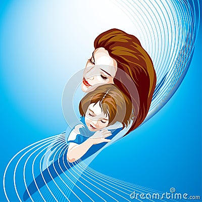 Mother and child, colored Vector Illustration